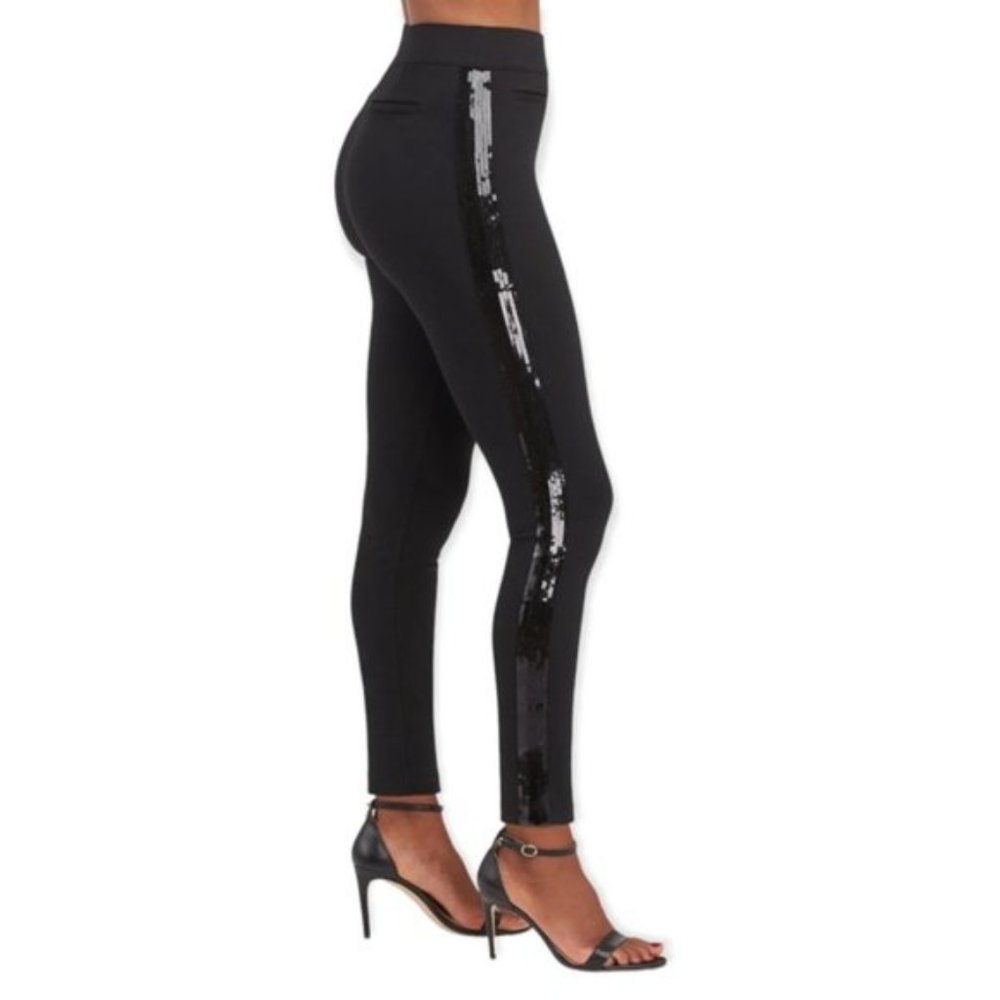 Spanx Perfect Black Pant With Sequin Tuxedo Stripe - image 3